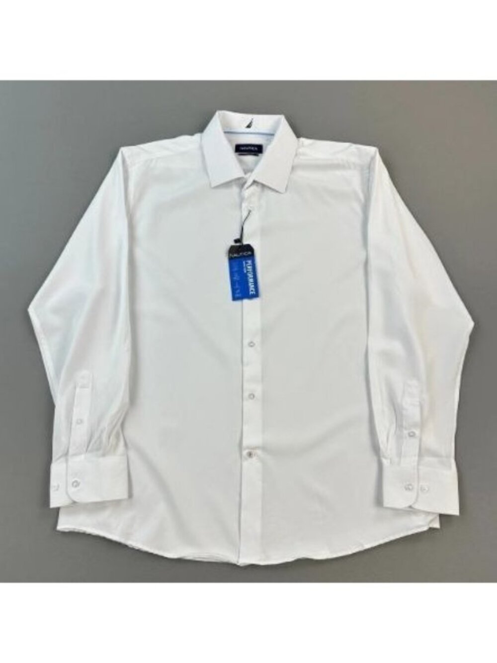 Nautica Mens Bright White Long Sleeve Dress Shirt 4XLT Classic Fit Cotton Blend